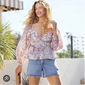 Express Floral Blouse - Pink and White
